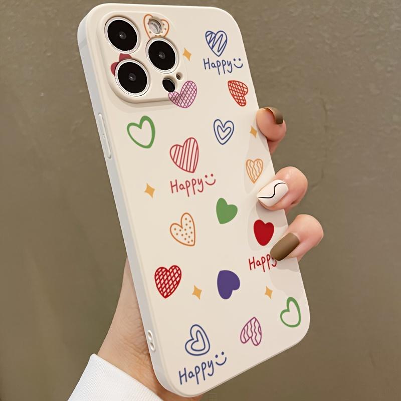 Счастливый дизайн чехла для телефона в форме сердца, подходящий для iPhone 17 16 15 14 13 12 11 Pro/ Max /Plus, противоударная задняя крышка