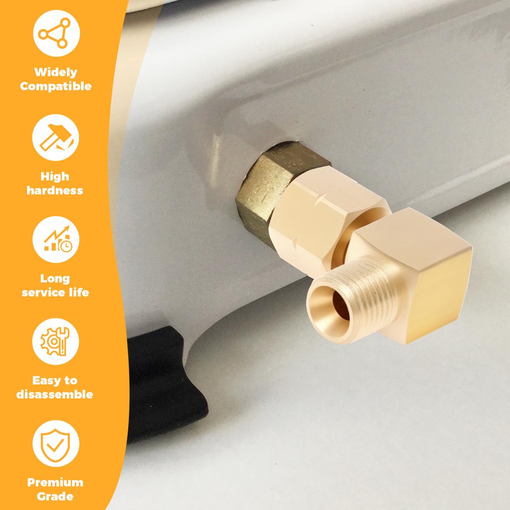 2Pcs LPG Gas Adapter Copper Elbow 90 Degree 1/4 Inch Left Thread Gas Hose Connector Fitting with 4 Raw Tapes for Camping Cookers