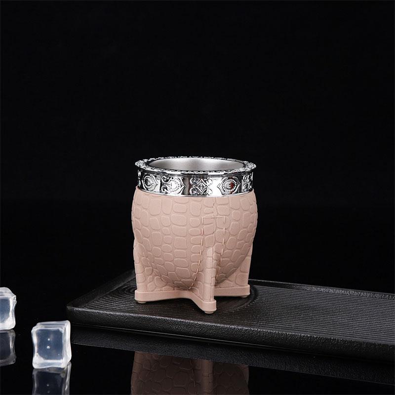 Набор для чая из матовой нержавеющей стали с двойными стенками, контейнер для кофе, кофейные чашки с плоским дном, текстурная чашка-яичная скорлупа, идеально подходит для чая