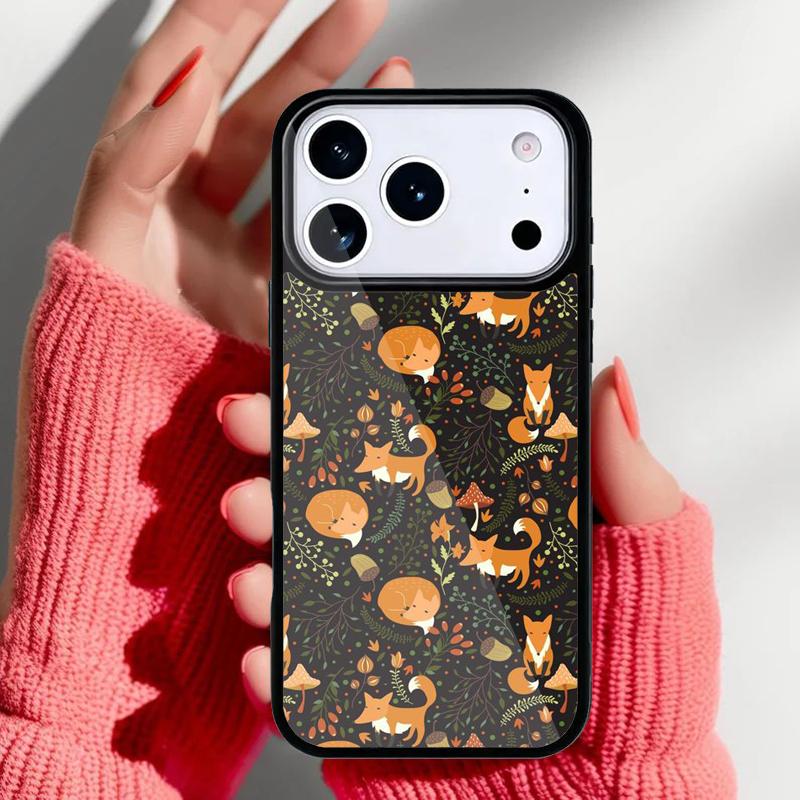 Осенние Листья Падающий Лис Чехол для Телефона для iPhone 17 16 15 14 13 Pro Max Задняя Крышка для 12 11 Pro Coque