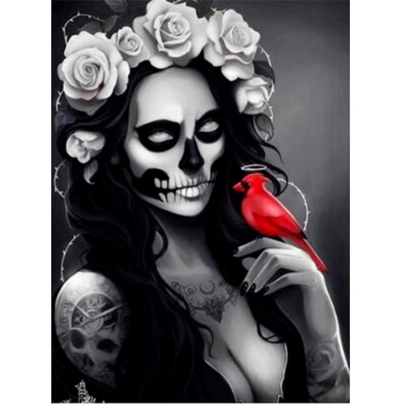 Full 5D Diy Diamond Painting Female Skull Diamond Embroidery Kits Full Lay Cross Stitch Home Decor Handmade Gift