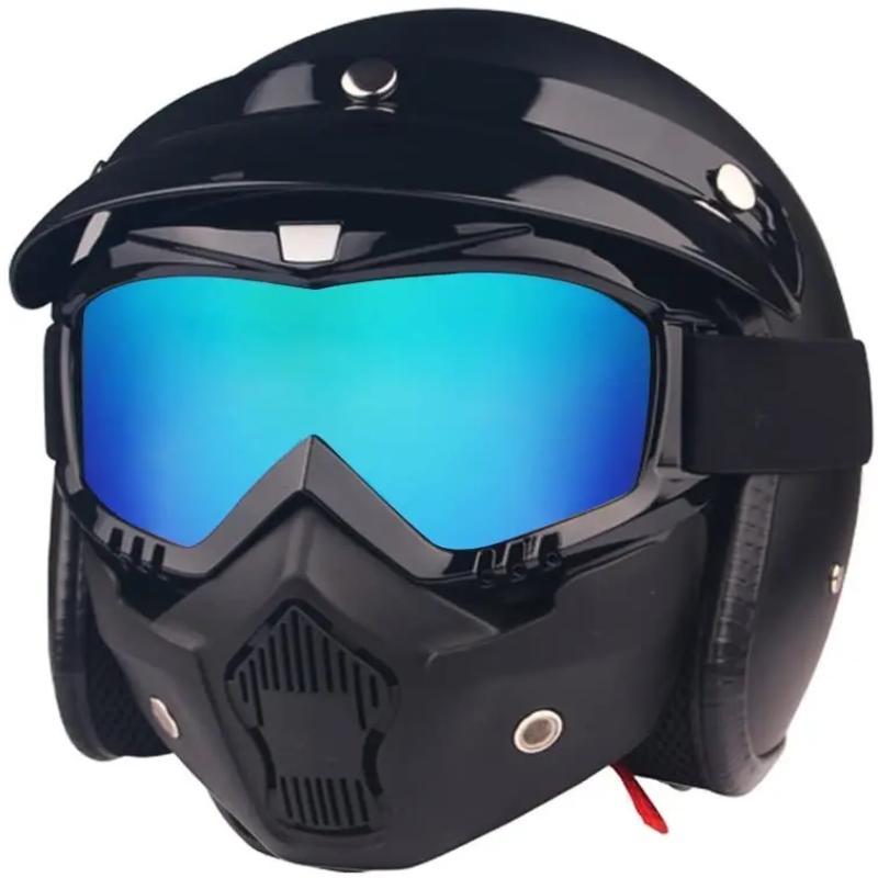 Detachable Goggles Mask Perfect for Open Face Wind Dust Proof Motorcycle Half Helmet or Vintage Helmets New Fashion Visor