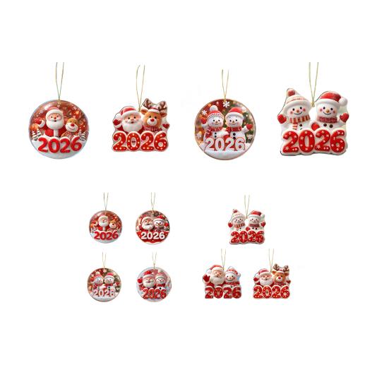 Christmas Ornament Snowman Santa Claus Deer Design Car Rear View Pendant