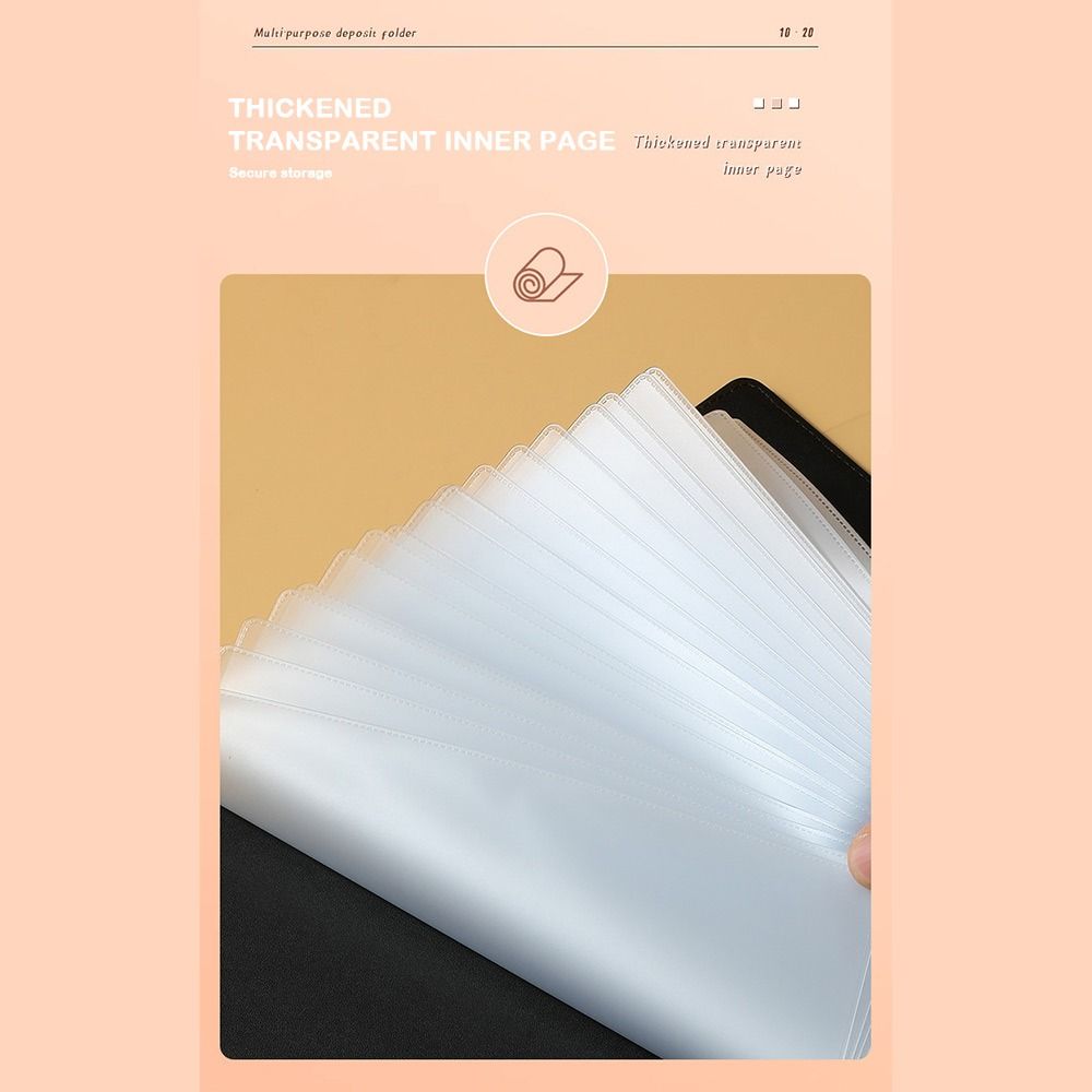 Transparent Inner Page Deposit Collection Book PU Leather Bill Storage Bank Deposit Folder