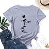 I Heart Coffee Cotton T-Shirt Short Sleeve Round Neck Women 2d Print Tops