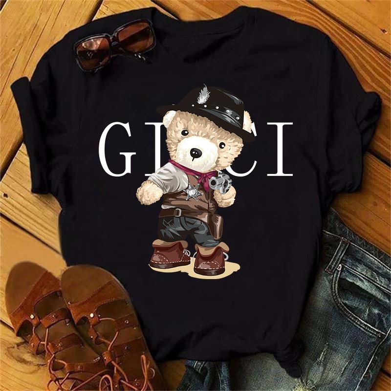 Одежда женская летняя футболка с принтом модные повседневные футболки Golf Bear с надписью 90-х годов тренд милые женские с коротким рукавом женская графика