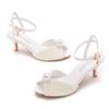 High Quality Wedding Shoes Women Pearls Studs Luxury Peep Toe White High Heels Buckle Designer Woman Sandal 43 Zapatos