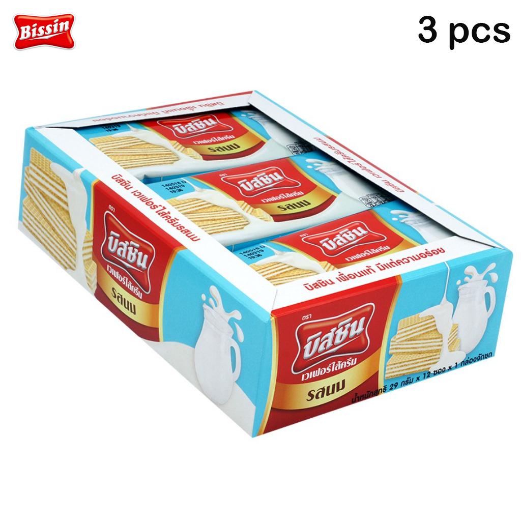 Bissin Молочные вафли 12 пакетиков 348 г 1 шт / 3 шт - Thai Snack