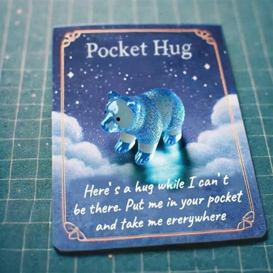 Pocket Hug Animal Resin Mini Animal Pocket Hug Token with Card Emotional Support Turtle Miniature Encouragement Gift for Christmas Birthday
