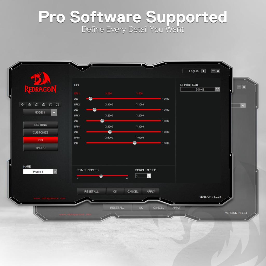 Игровая мышь Redragon M908 Impact RGB LED MMO с 12-ю оптоволоконными кабелями с разрешением DPI, эргономичными, 18 программируемыми макросами, удобными белыми кнопками,