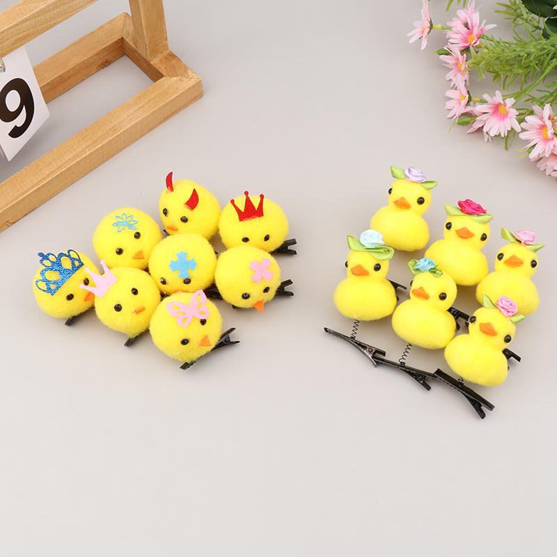 Милая флокированная маленькая желтая утка, плюшевая заколка для волос с животными, забавная весенняя клипса в виде утконоса, аксессуары, головной убор для детей
