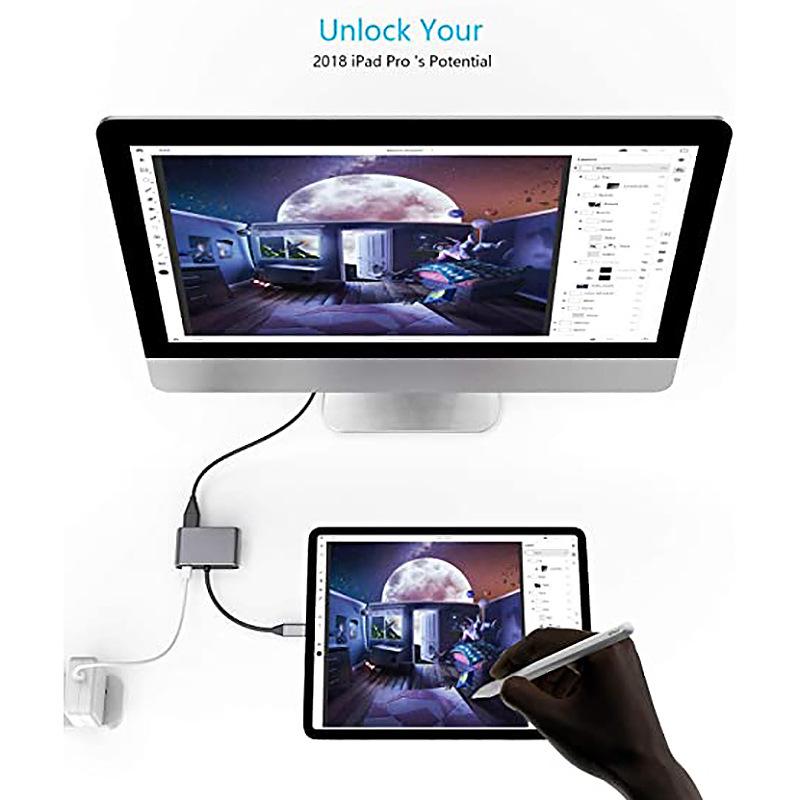 USB-C концентратор 4-в-1 с двойным HDMI-адаптером для MacBook