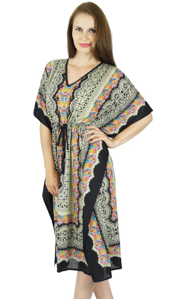 Bimba Кафтан с принтом, классическое пляжное платье, кимоно, рукава, хлопковый кафтан