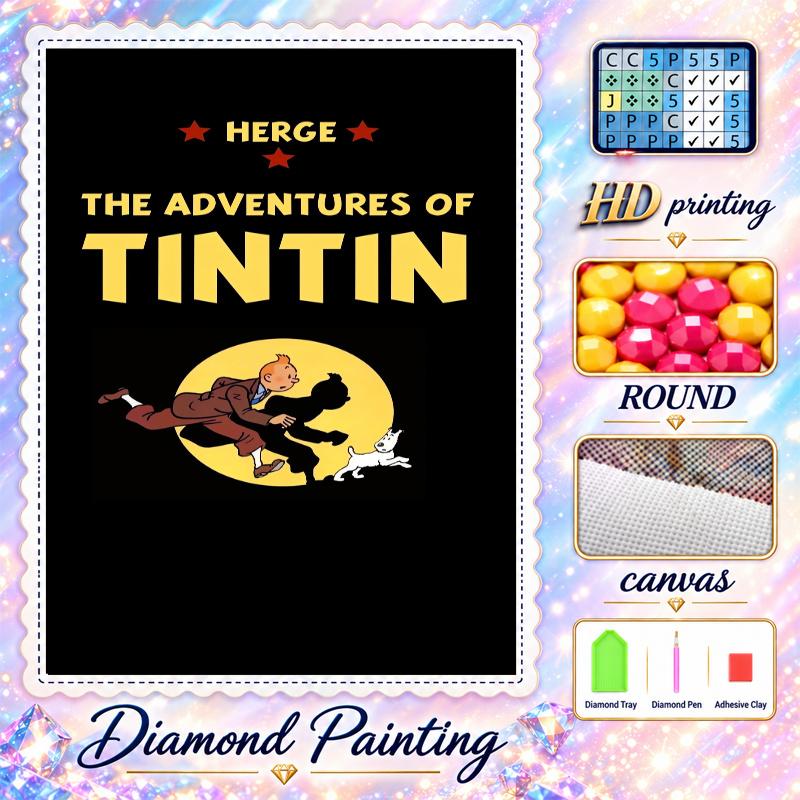 Tintin Diamond Painting Kit 5D Full Drill DIY Diamond Mosaic Wall Art Home Decor