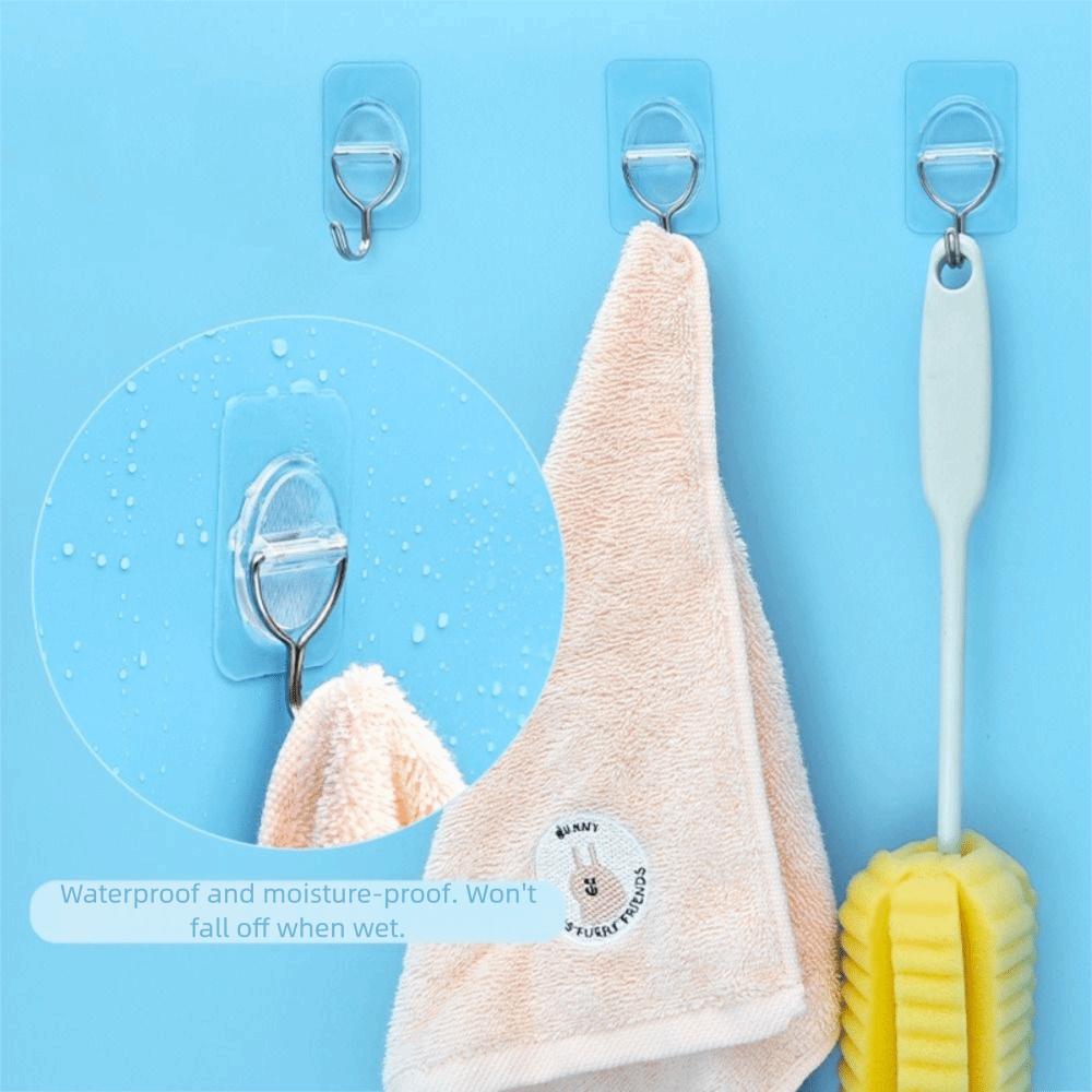 10PCS Transparent No Damage Hooks Heavy Duty Stick On Hooks Multi-Purpose Adhesive Wall Hooks Door