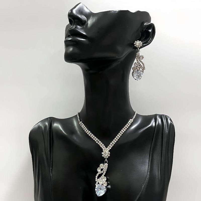 Jewelry, Wedding Dress Studio Popular Jewelry Women, Bridal Rhinestone Necklace Earrings Set
