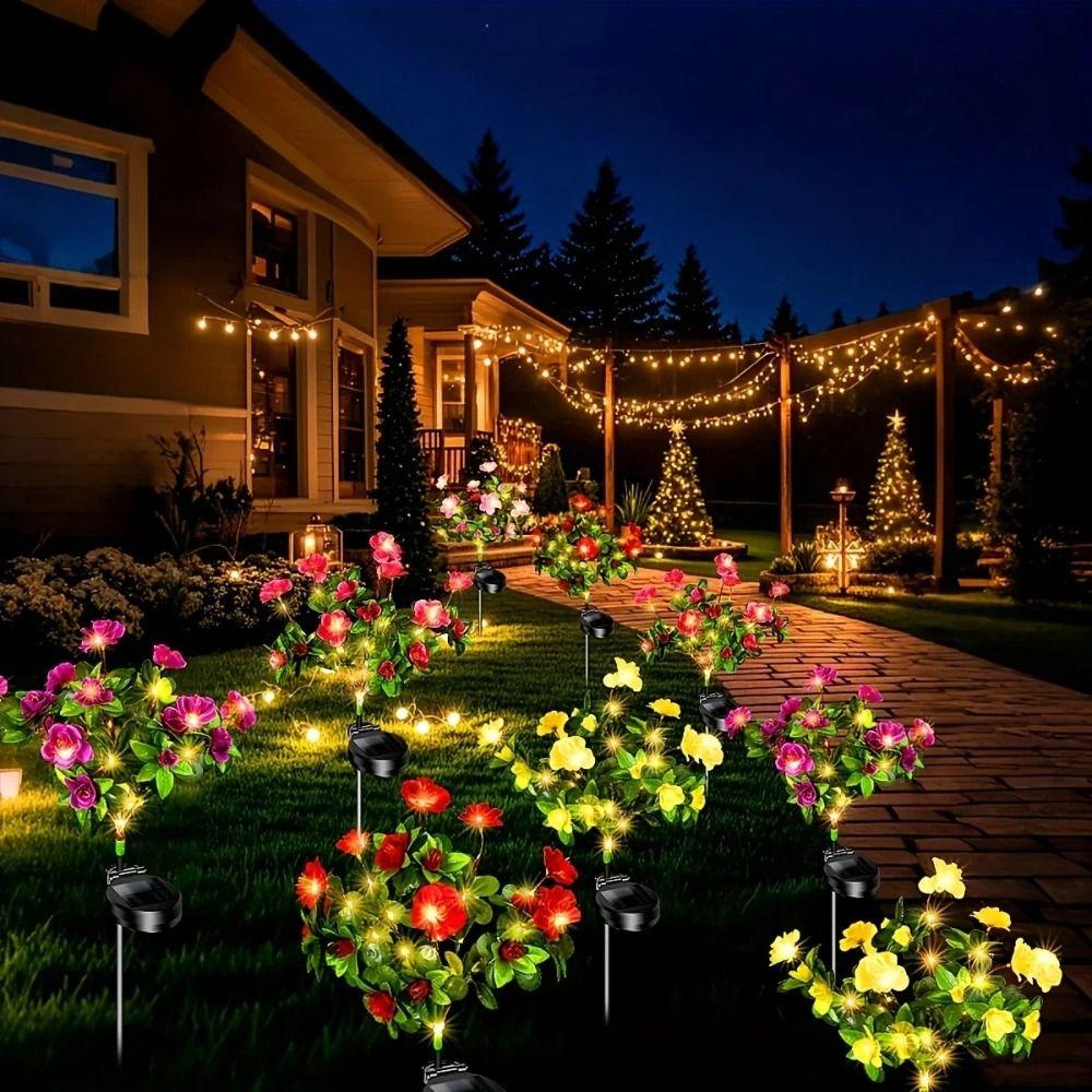 High Brightness Solar Azalea Light Energy Saving Flowers Lawn Lamp Outdoor Courtyard