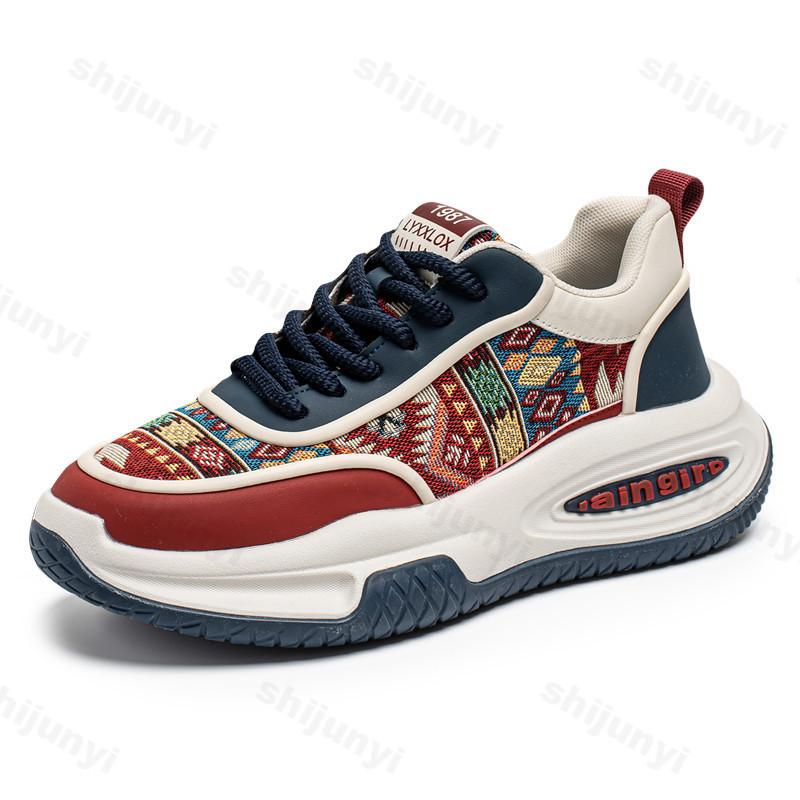 Мода 2025 Новая мужская повседневная обувь Весенняя сетчатая дышащая удобная универсальная обувь на толстой подошве Модный тренд Нескользящие массивные кроссовки