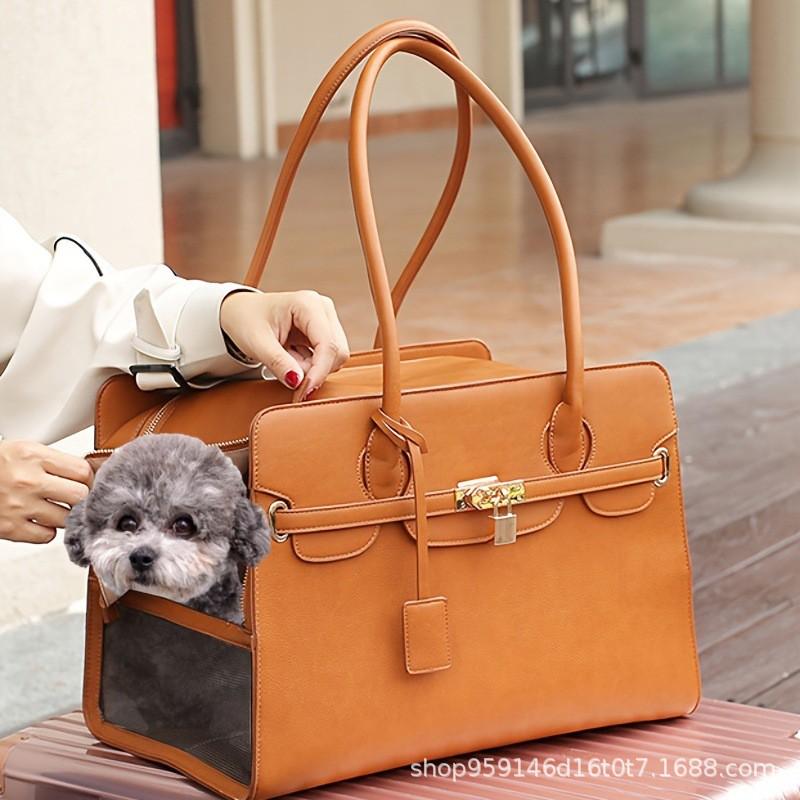 Portable PU Pet Carrier Bag Breathable Travel Tote Small Dogs Cats