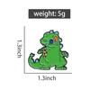 Cute Green Dinosaur Enamel Pins Custom Dinosaur Eating Pizza Brooches Lapel Badges Funny Anime Animal Jewelry Gift for Friends