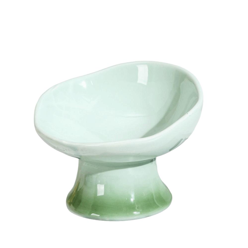 Flower Shape Ceramic Cat Bowl Anti-Tip Tall Footed Pet Food Water Feeders Anti-Slip Oblique Mouth Elevated Cat Bowl