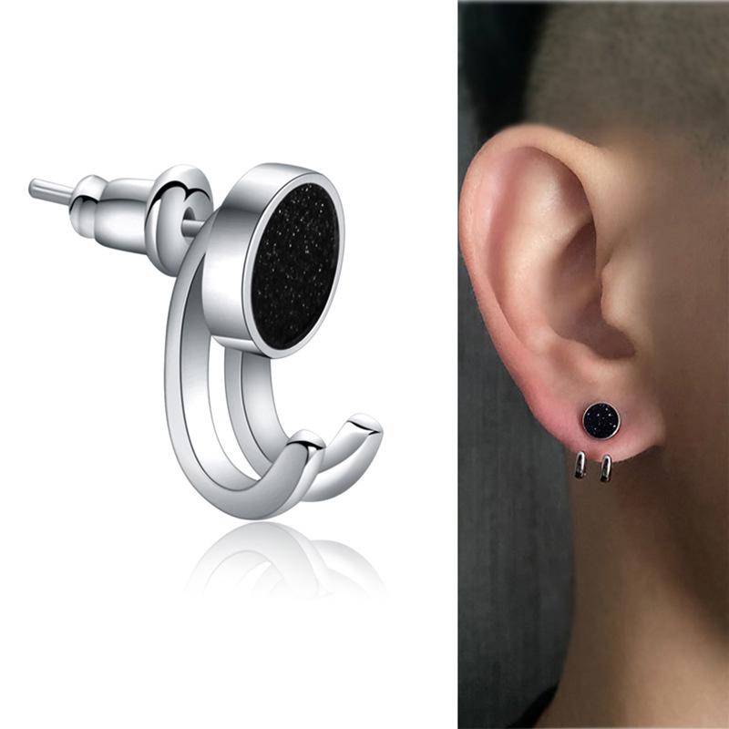 1 шт. мужские серьги-гвоздики в стиле Kpop в стиле панк серебряного цвета для женщин, индивидуальные черные серьги для пар, подарок на день Святого Валентина