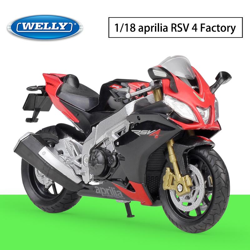 Масштаб 1/18 Welly Aprilia RSV 4, заводская модель мотоцикла из сплава, литье под давлением, металлические игрушечные транспортные средства, модель мотоцикла, коллекция высокой имитации, детские подарки