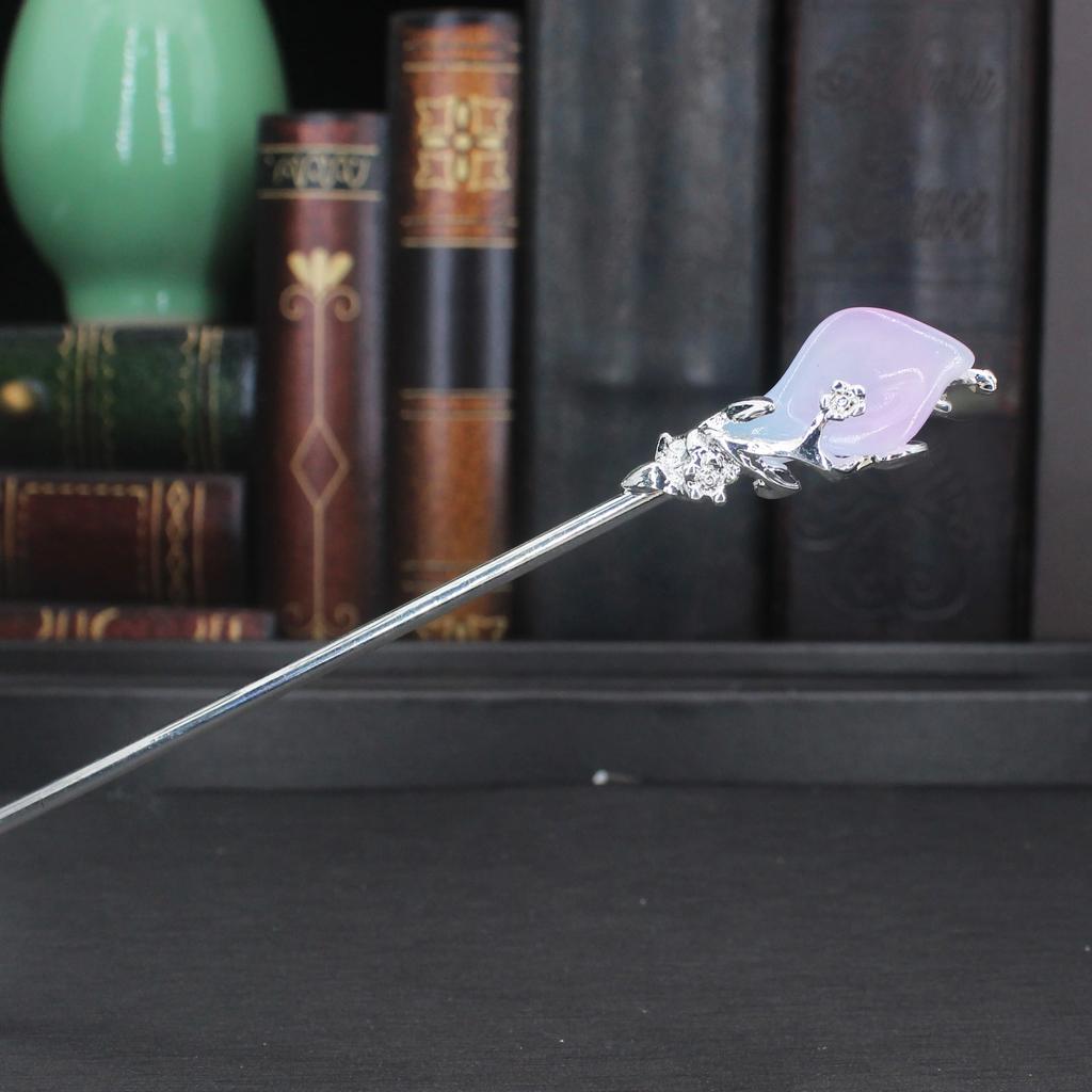 Vintage Metal Flower Hairpin For Women Antique Hair Stick For Girl Hair Clip Costume Chinese Hanfu Hair Accessories Bun Maker