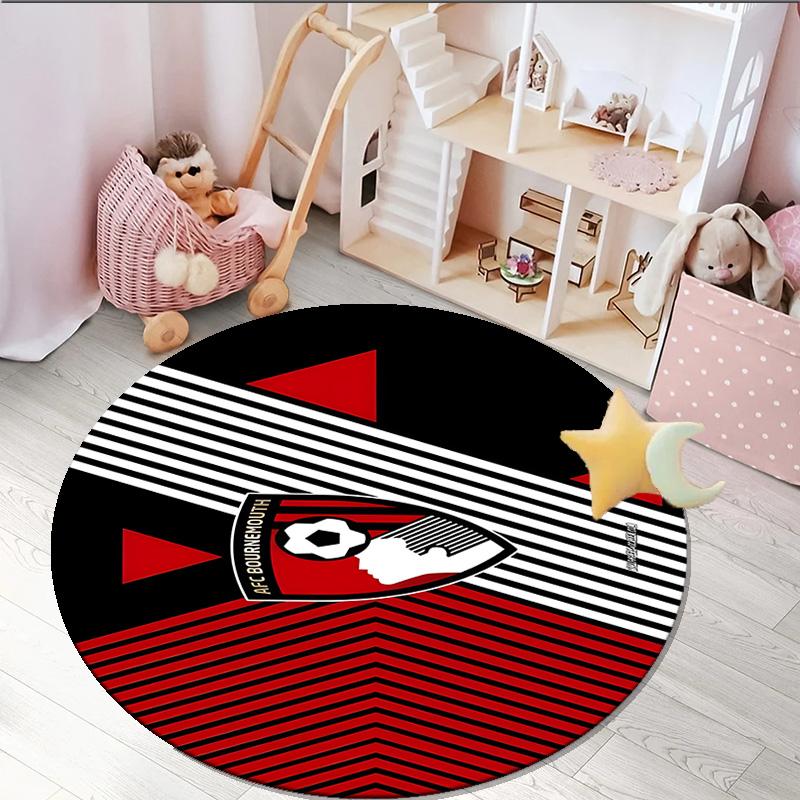1PC round rug Soccer Ball Afc Crest Printed , Round Chair Rug, Decorative Carpet Floor Mat, Fan gifts Christmas gift