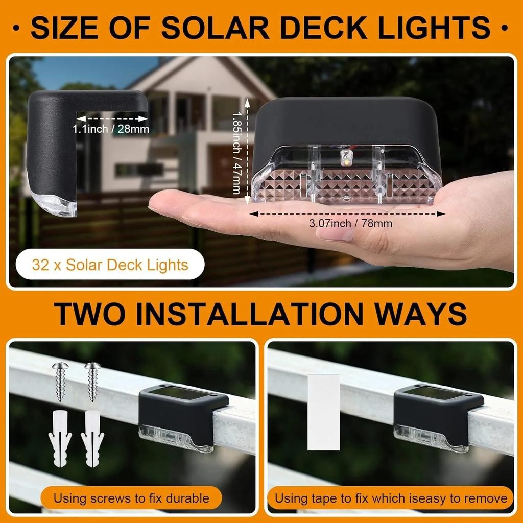 4-32 Pack Solar Step Lights LED Outdoor Stair Lights Waterproof Solar Powered Garden Path Lights for Patio Steps Deck Balcony