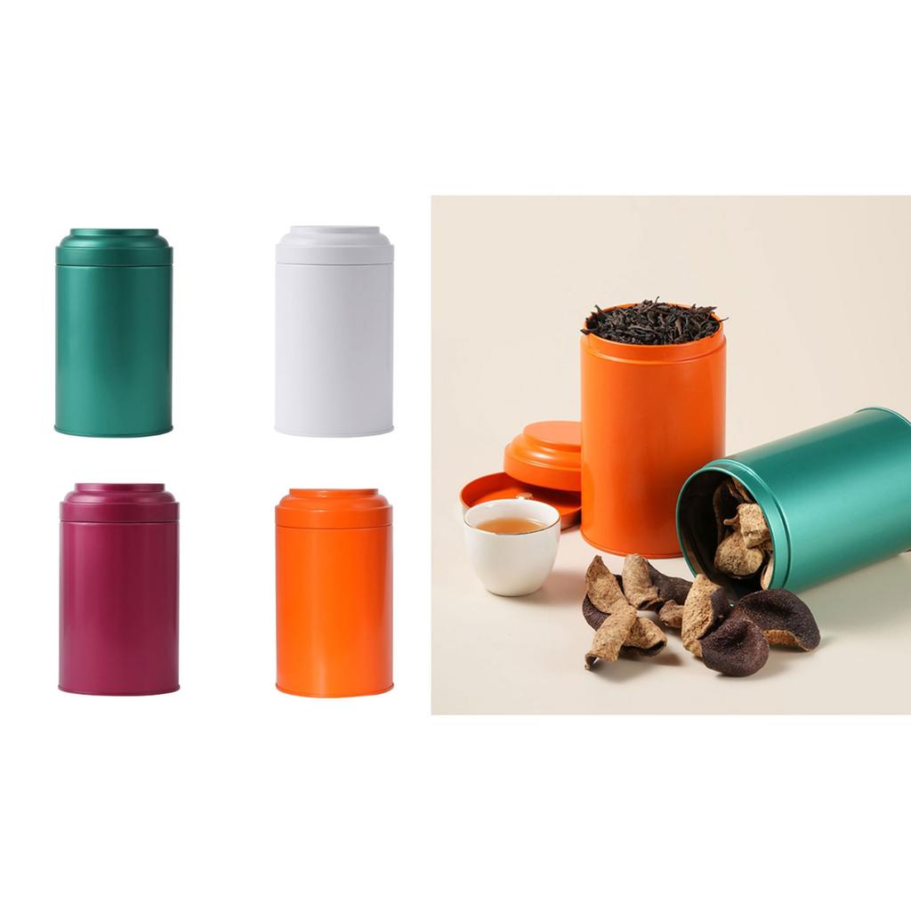 Metal Tea Canisters Round Shape Metal Tins with Lids Empty Tins Box Containers Decorative Short Tinplate Bottle Tins