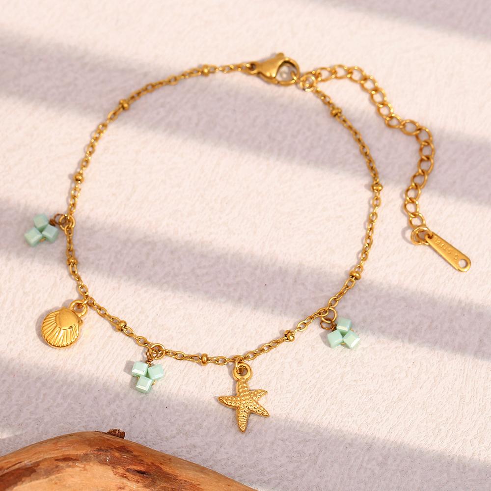 Dreamshow Dainty Sea Animal Charm Bracelet 18k Gold Plated Jewelry Fashion Bracelets Women