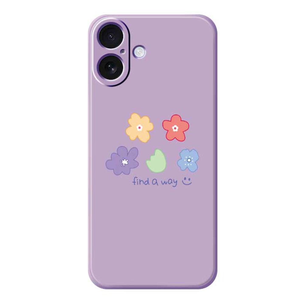 For iPhone 17 Case Five Colors Flowers Pattern Printing Straight Edge TPU Phone Back Cover