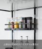 Yamazaki Jitsugyo 4837 Range Food Seasoning 3 Tower Большая вместимость кухонной полки с силиконовым ковриком, ярусы, черный, прибл.. Ш27,5XГ14XВ57см