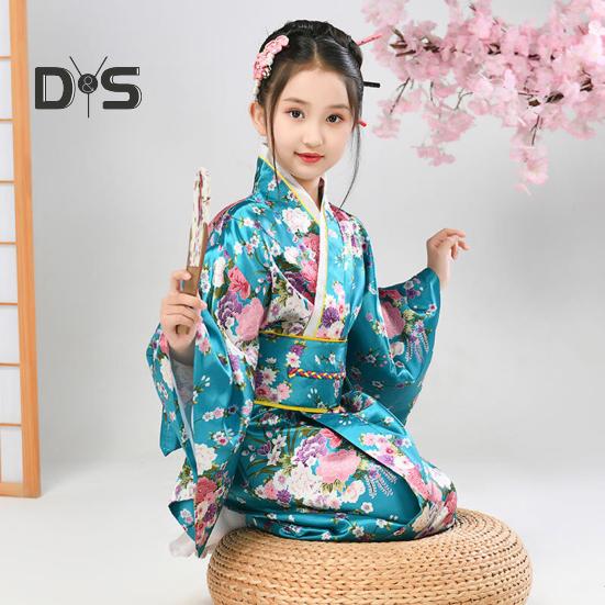 1 комплект японского кимоно с ярким принтом вишни, легко носить, косплей, школьное кимоно для выступлений для девочек