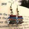 Handmade Resin Earrings 1 Pair Women Earrings, Retro Mini Stacked Book Design Accessories Hook Lightweight Literary Drop for Jewelry Gift