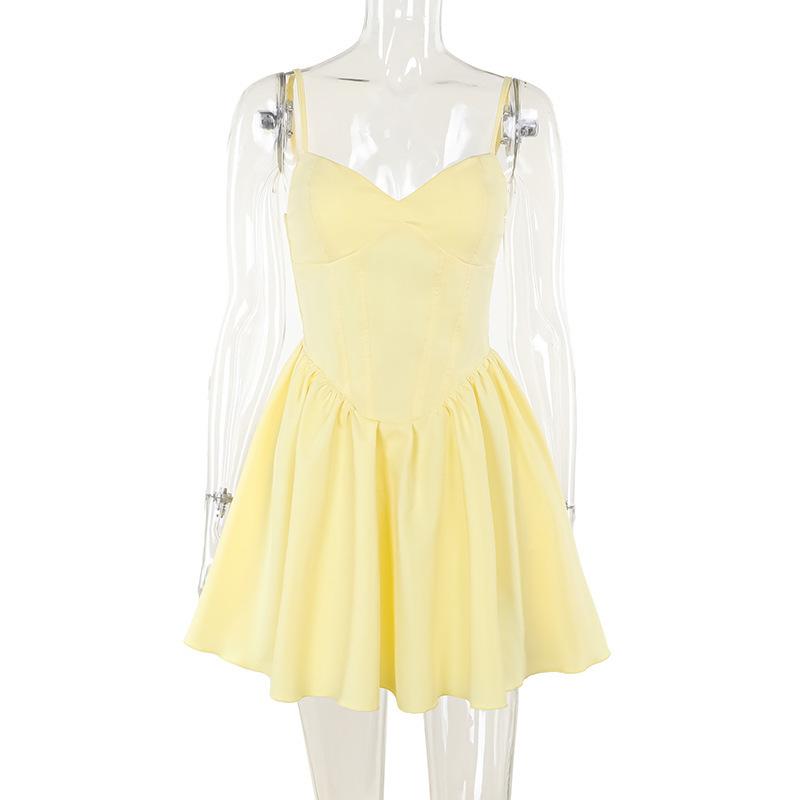 Летнее платье с утягивающей талией в европейском и американском стиле с юбкой А-силуэта