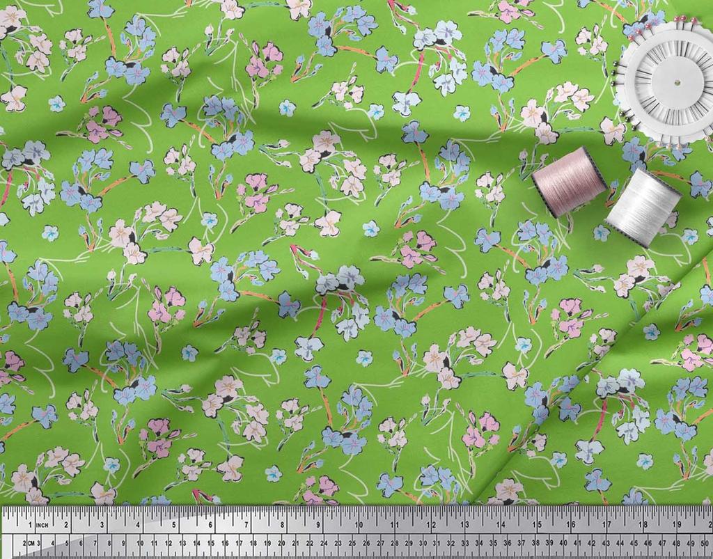 Soimoi Ткань японский креп-сатин, художественный цветочный принт, ткань по метрам 42 дюйма