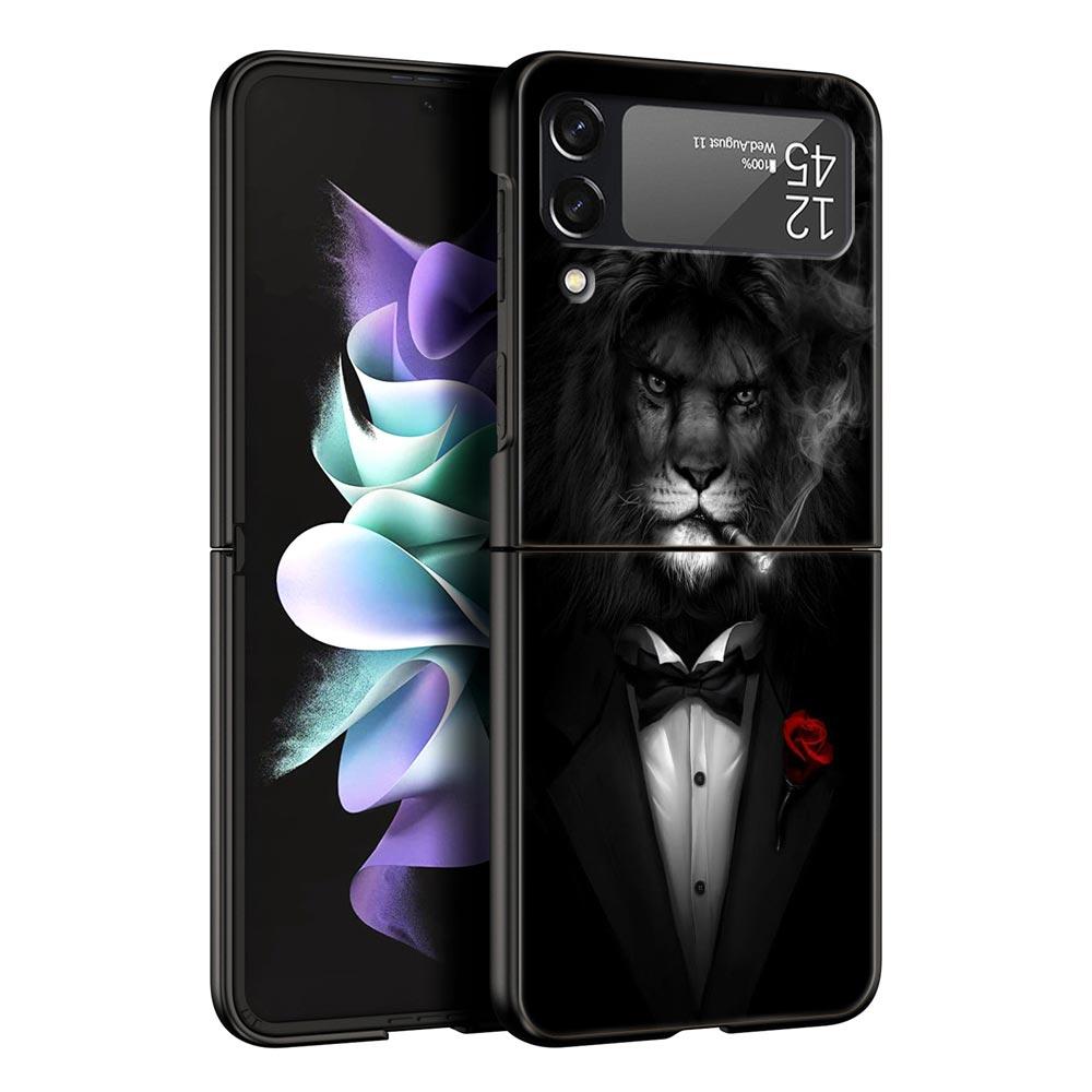 Чехол для телефона Z Flip 4 для Samsung Galaxy Z Flip 3 5G ZFlip3 Flip3 zflip Flip4 Черный Жесткий Чехол Лев Тигр король обезьяна животное Ракушка