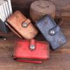 Genuine Leather Retro Womens Wallets And Purses Wallet Card Holder Hand Painted Hand Wallet Long Phone Purse