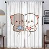Персиковые Моти Кот Кухонные Занавески 2 Штуки Затемняющая Штора для Комнаты 2 Панели Шторы Тюль для Спальни Домашние Интерьерные Занавески