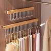 Wooden Wall Hanging With Telescopic Drying Rack With Stainless Steel Hook Pull-Out Space Saving Underwear Tank Top Organizer