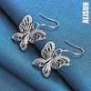 925 Sterling Silver Hollow Butterfly Piercing Earrings Fashionable Wedding Jewelry
