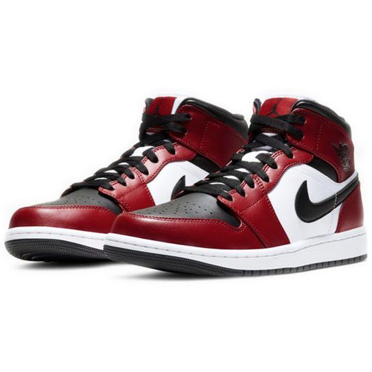 Air Jordan 1 Mid Chicago Black Toe Unisex Sneakers Red Gym-Red White 554724-069