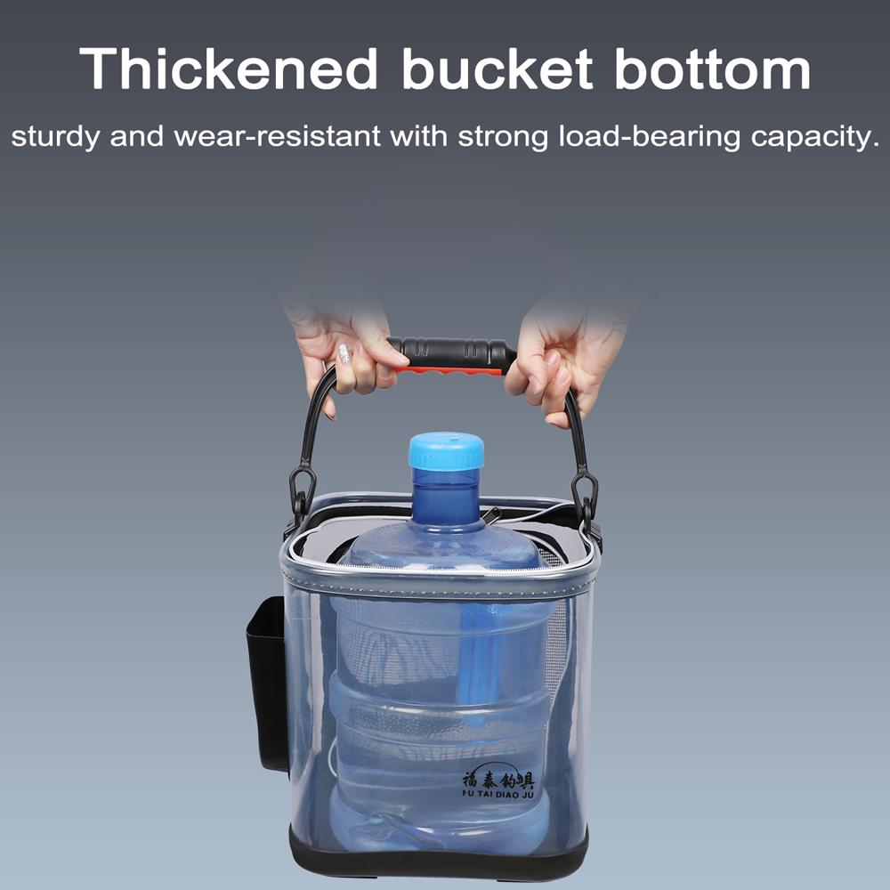 Утепленное ведро для рыбалки на открытом воздухе, прозрачное ведро для воды из ЭВА, большой емкости, для путешествий, кемпинга