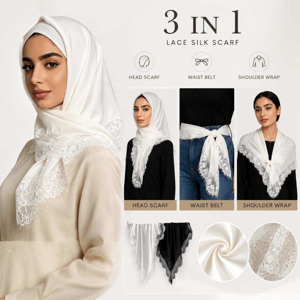 Lace Trim Shawls Solid Color Wraps Fashion Square Scarf Beach