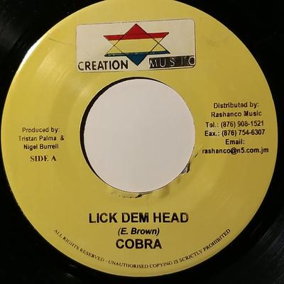 7-дюймовая пластинка MAD COBRA - Lick Dem Head NONE Creation Star M 2004 Ямайка Регги, Ска и Даб Б/У