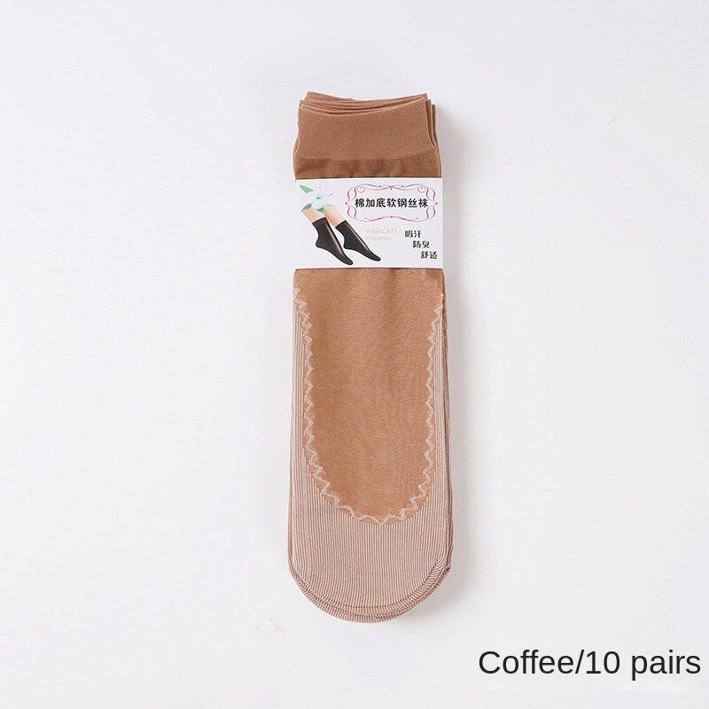 10 пар хлопковых бархатных женских коротких чулок, средних носков-трубочек, впитывающих пот, нескользящих шелковых носков с защитой от крючков