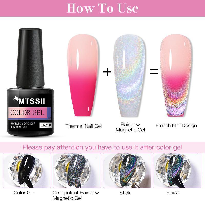 2 шт. Mtssii 6 мл терморадужный голографический магнитный гель с изображением кота, изменяющий температуру, магнитный гель-лак, лазерный гель для замачивания
