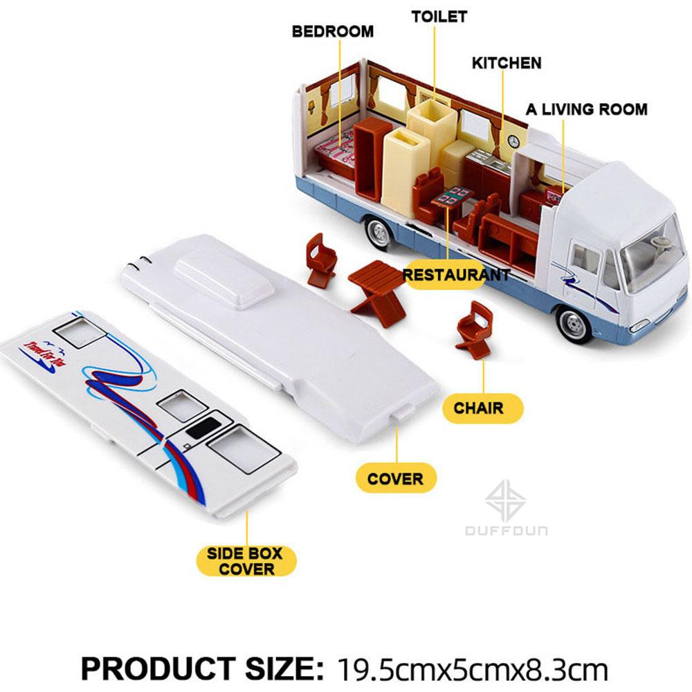 1/32 крутой мини-дом на колесах, игрушечный литой автомобиль для отдыха с откатным механизмом для детей